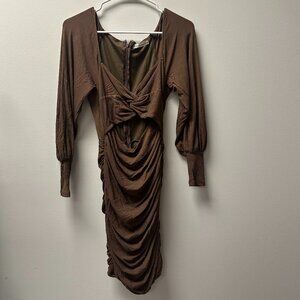 Here Comes The Sun Brown Dress with Cutout